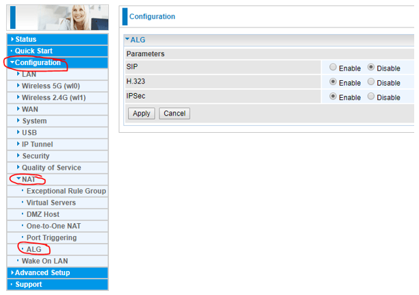 How to disable sip alg